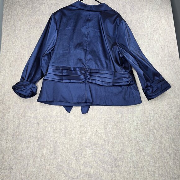 Dressbarn Woman Collection Blue Satin 3/4 Sleeve Jacket 24W - Picture 2 of 10